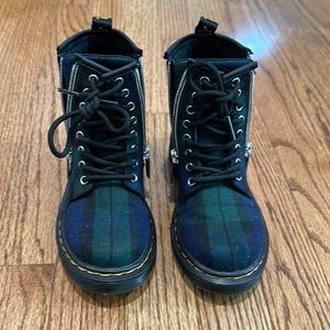 Youth size 12 Dr. Marten plaid boots